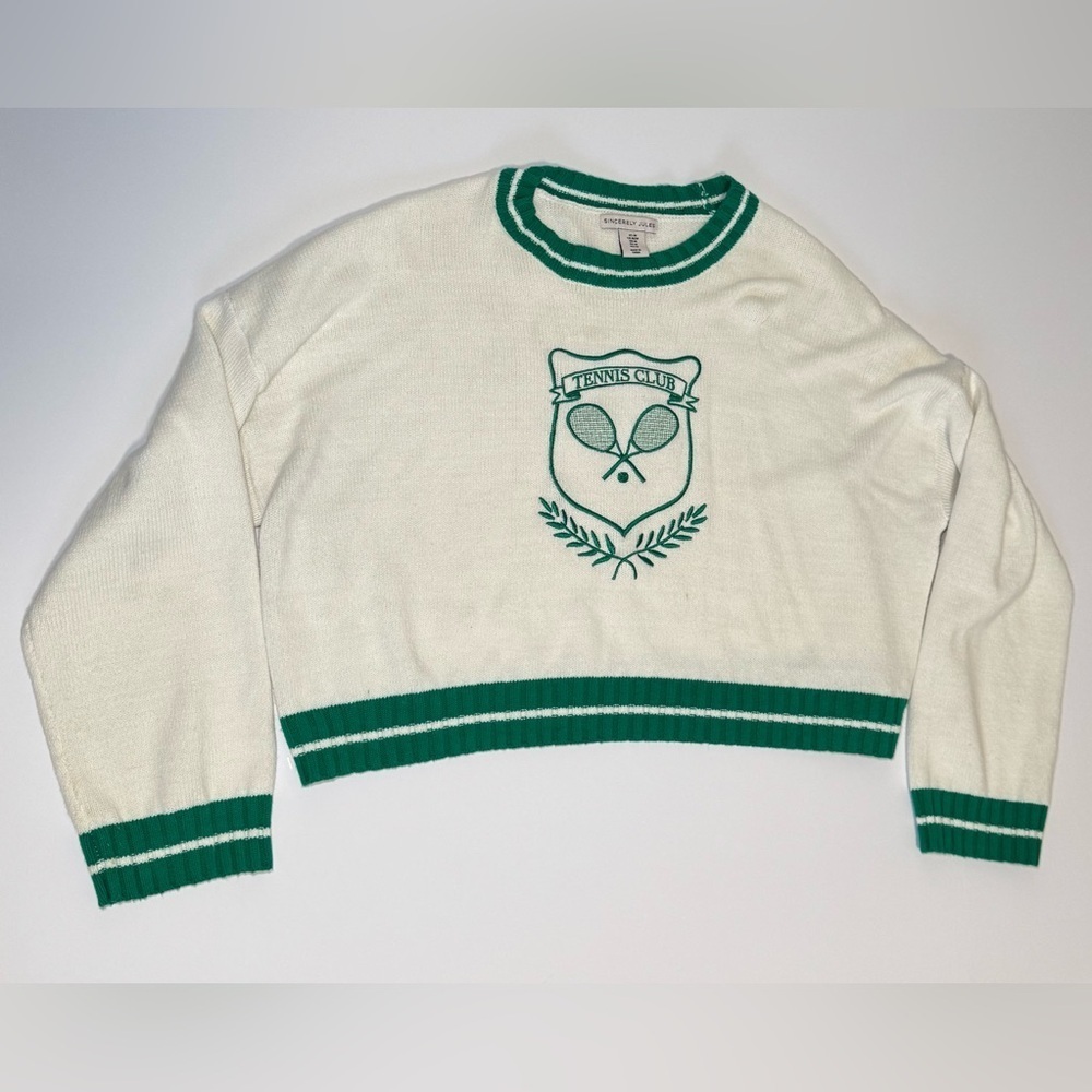 Sincerely Jules Tennis Club cropped knit sweater  size M